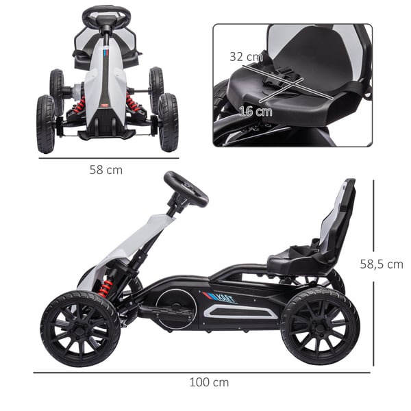 Elektrisk Go-Kart, 100x58x58,5 cm, Hvid, Plast