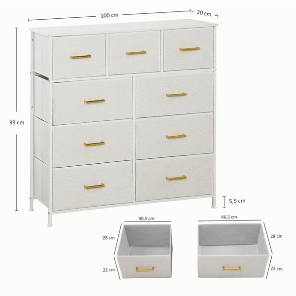 Kommode, 100x30x99 cm, Creme