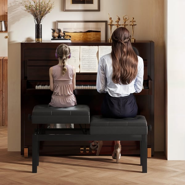 Pianopall, Justerbar Höjd, 105x37x48-58 cm, Svart