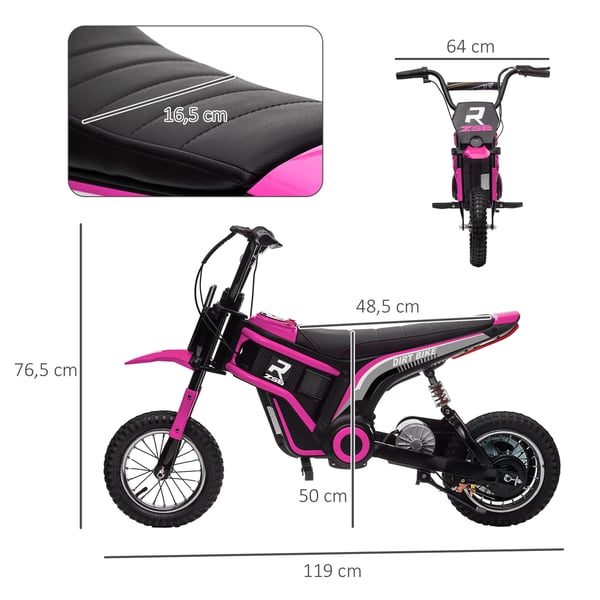 Elektrisk motorcykel, 119x64x76,5 cm, Rosa, Metall