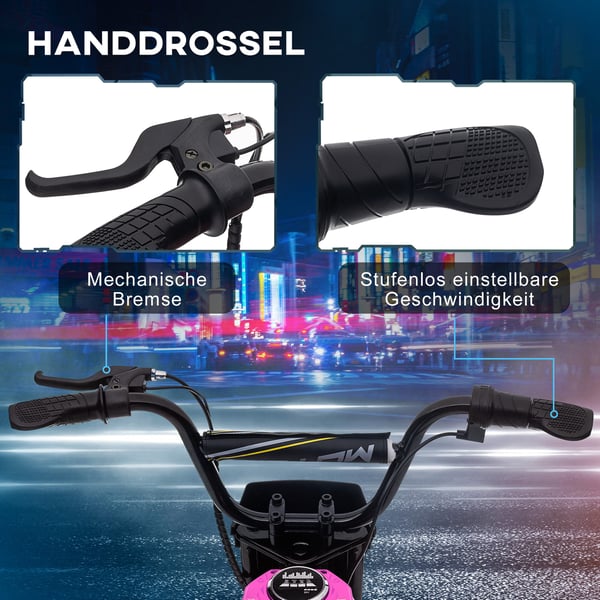 Elektrisk motorcykel, 119x64x76,5 cm, Rosa, Metall
