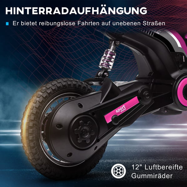 Elektrisk motorcykel, 119x64x76,5 cm, Rosa, Metall