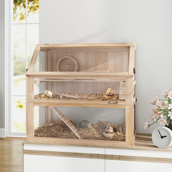 Hamsterbur, 80x50x76 cm, naturligt træ