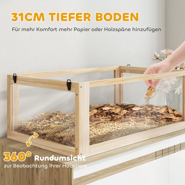 Hamsterbur, 80x50x76 cm, naturligt træ