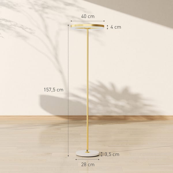 Golvampa, 40x40x157,5 cm, Guld