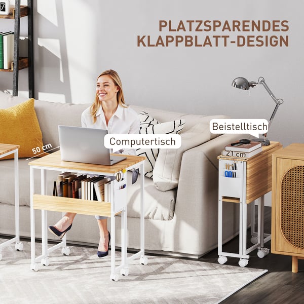 Foldbart skrivebord, 63x50x75 cm, naturligt træ