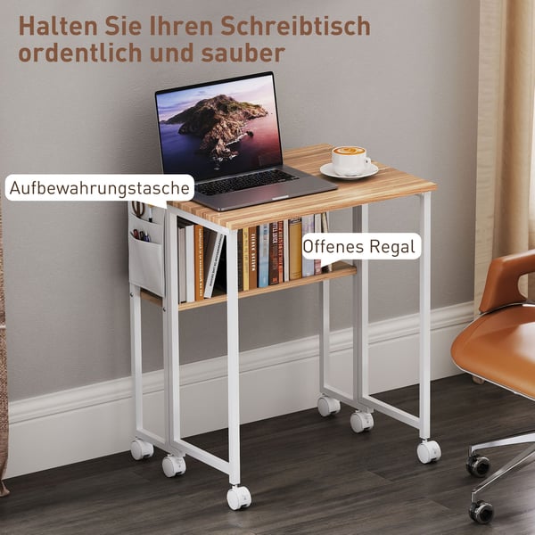 Foldbart skrivebord, 63x50x75 cm, naturligt træ