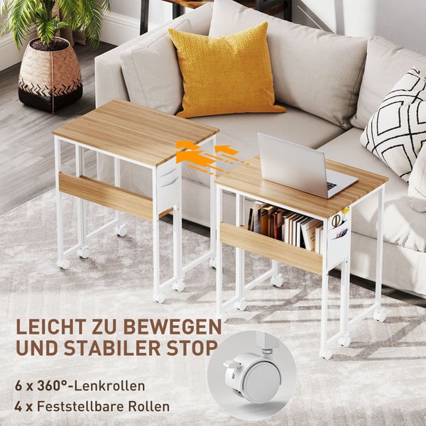 Foldbart skrivebord, 63x50x75 cm, naturligt træ