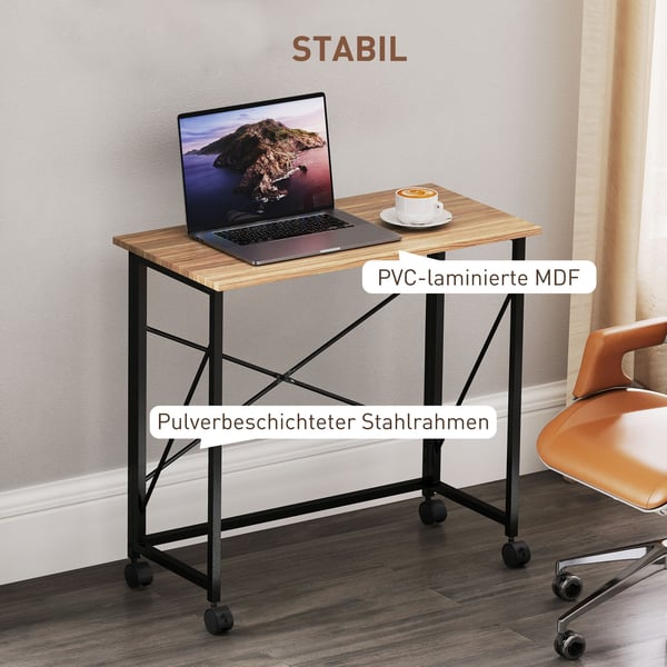 Sammenklappeligt skrivebord, 80x40x75 cm, eg