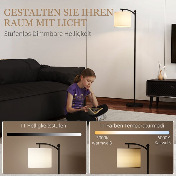 Gulvlampe, 54,3x30,6x159,6 cm, Sort og Creme
