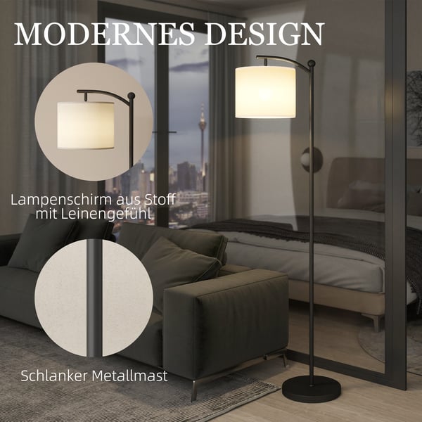 Gulvlampe, 54,3x30,6x159,6 cm, Sort og Creme