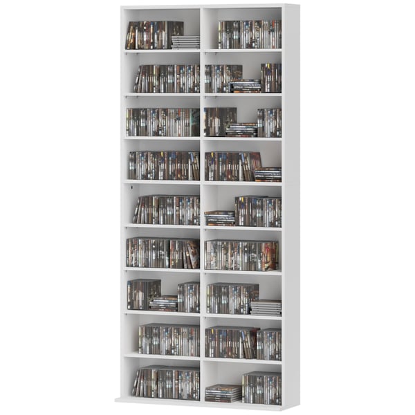 CD-hylla, 78,5x24x175 cm, vit