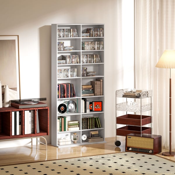 CD-hylla, 78,5x24x175 cm, vit