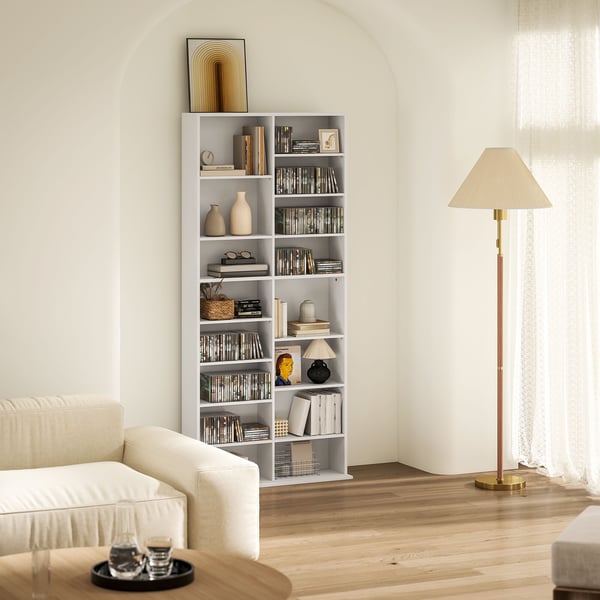 CD-hylla, 78,5x24x175 cm, vit