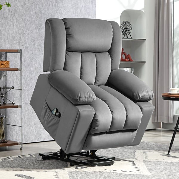 Lænestol med elektrisk løft, massage og varme, 101x93x104 cm, grå