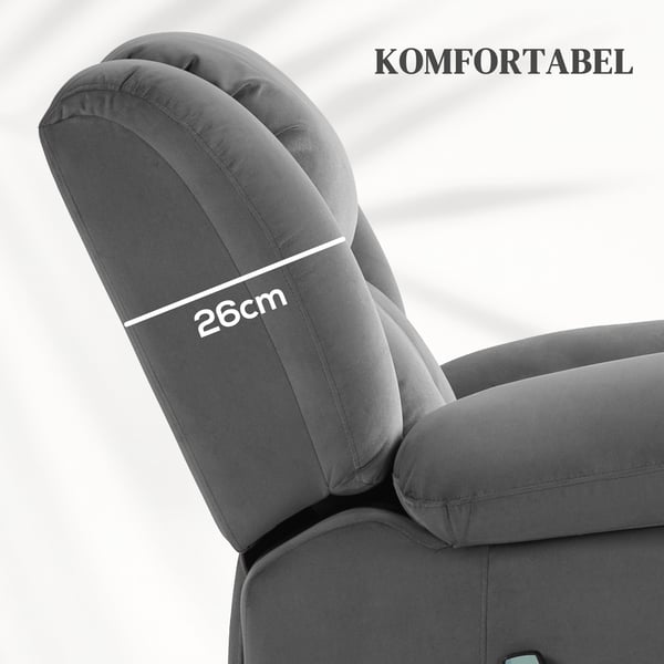 Lænestol med elektrisk løft, massage og varme, 101x93x104 cm, grå