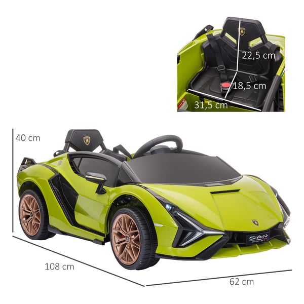Elektrisk Elbil, Lamborghini SIAN, 108x62x40 cm, Grøn