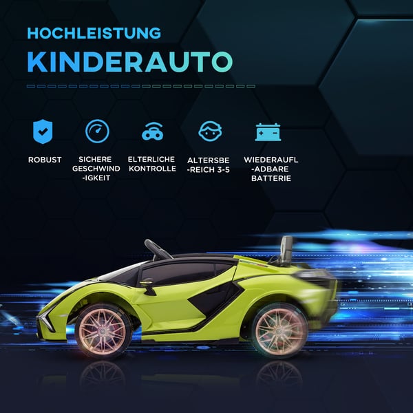 Elektrisk Elbil, Lamborghini SIAN, 108x62x40 cm, Grøn