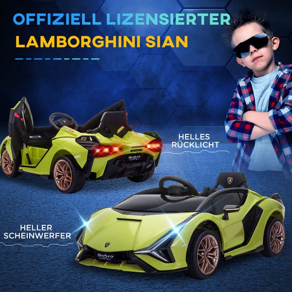 Elektrisk Elbil, Lamborghini SIAN, 108x62x40 cm, Grøn