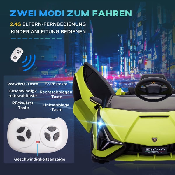 Elektrisk Elbil, Lamborghini SIAN, 108x62x40 cm, Grøn