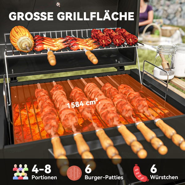 Kulgrill, 112x58x107 cm, Sort