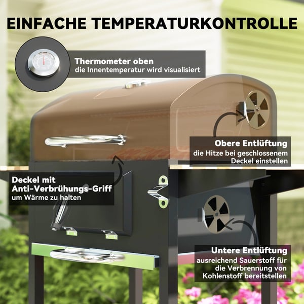 Kulgrill, 112x58x107 cm, Sort