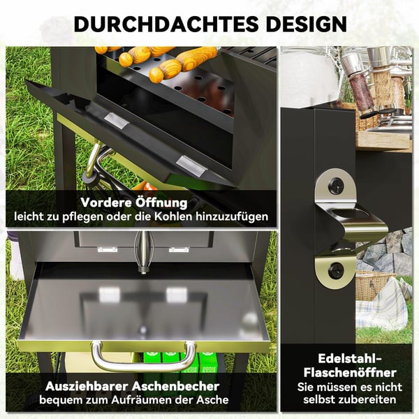 Kulgrill, 112x58x107 cm, Sort