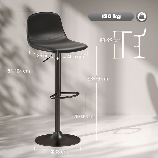 Barstol, 40,5x44x84-104 cm, Svart