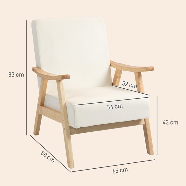 Lænestol, 65x80x83 cm, Creme
