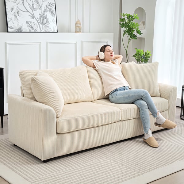 3-hengen sohva, 212x80x88 cm, kerma