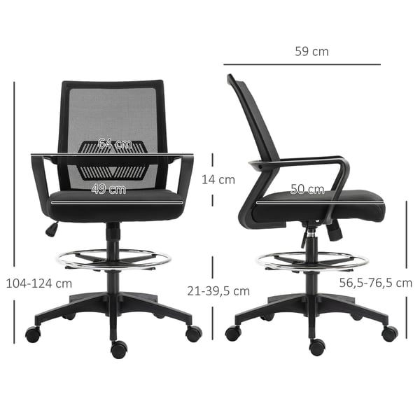 Toimiston tuoli, 64x59x104-124 cm, Musta