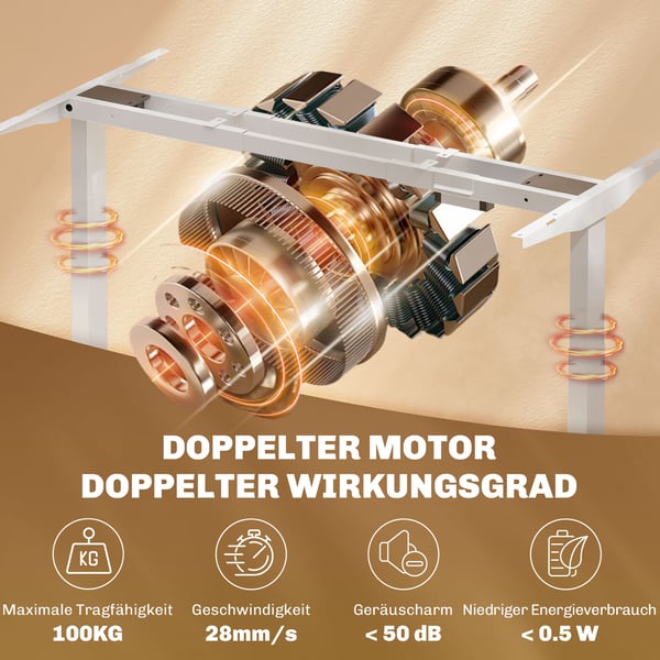Elektriskt höj- och sänkbart skrivbordsstativ, 83x45x70-118 cm, vitt