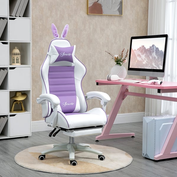 Gamerstol, 65x63x136-142 cm, Lilla