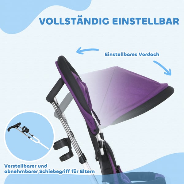 Tre-hjulet cykel, 95x50x106 cm, Lilla