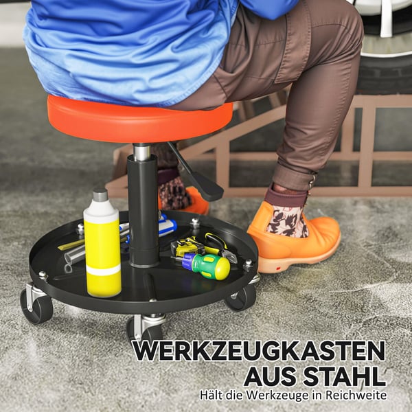 Verkstadsstol, 38x38x38-50 cm, Orange