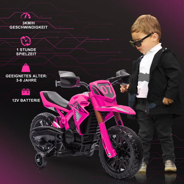 Elektrisk børnemotorcykel, 105x57x62 cm, pink