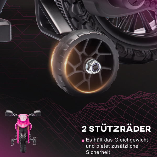 Elektrisk børnemotorcykel, 105x57x62 cm, pink