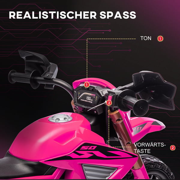 Elektrisk børnemotorcykel, 105x57x62 cm, pink