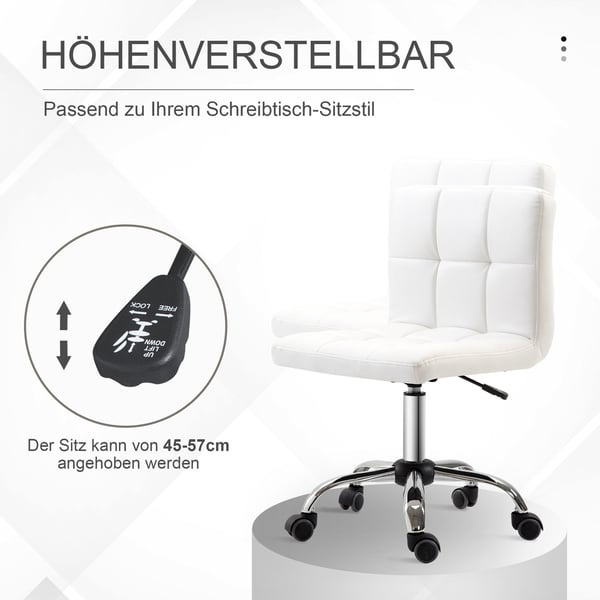 Kontorstol, 46x51x80-92 cm, Hvid