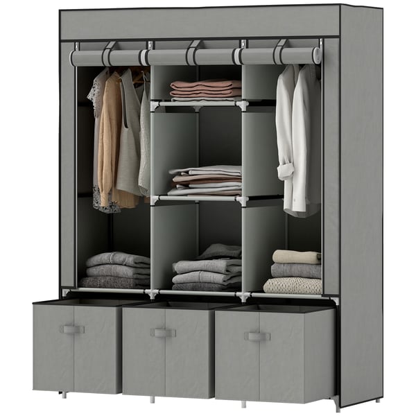 Stof Garderobe, 125x43x162,5 cm, Lysegrå