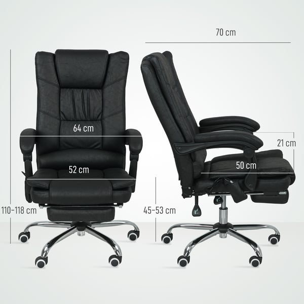 Kontorstol, 64x70x110-118 cm, Sort