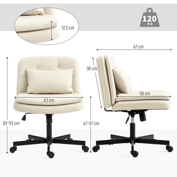 Kontorstol, 63x67x83-93 cm, Beige