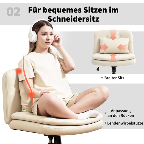 Kontorstol, 63x67x83-93 cm, Beige