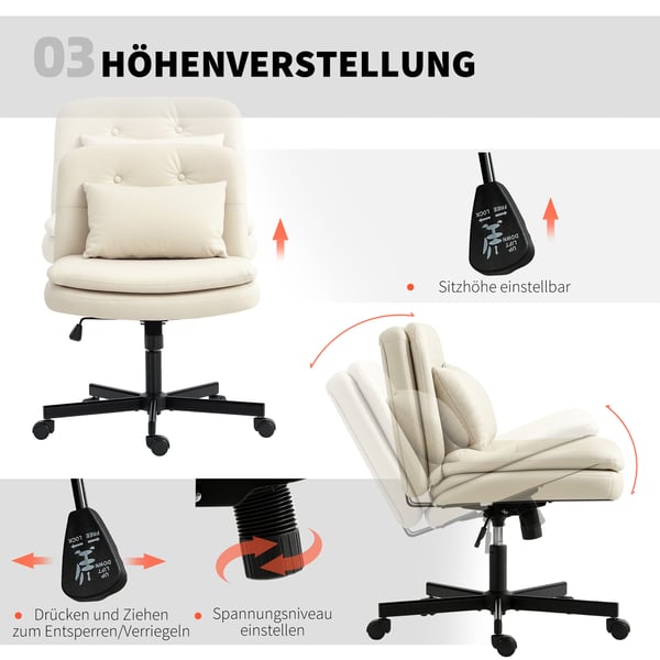 Kontorstol, 63x67x83-93 cm, Beige