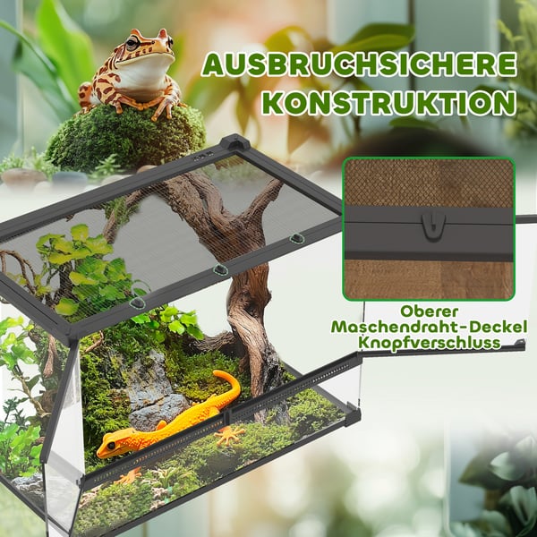 Glasterrarium, 50x30x35 cm, Sort