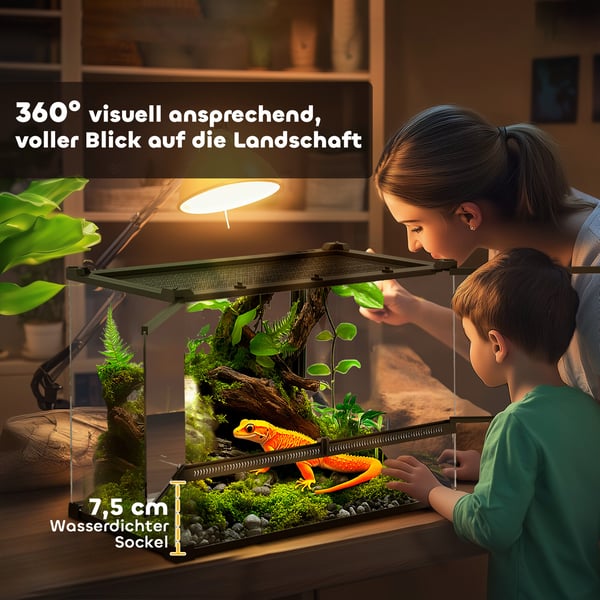 Glasterrarium, 50x30x35 cm, Sort