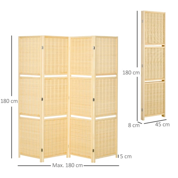 Huoneenjakaja, bambu, 180x1,9x180 cm, luonnollinen