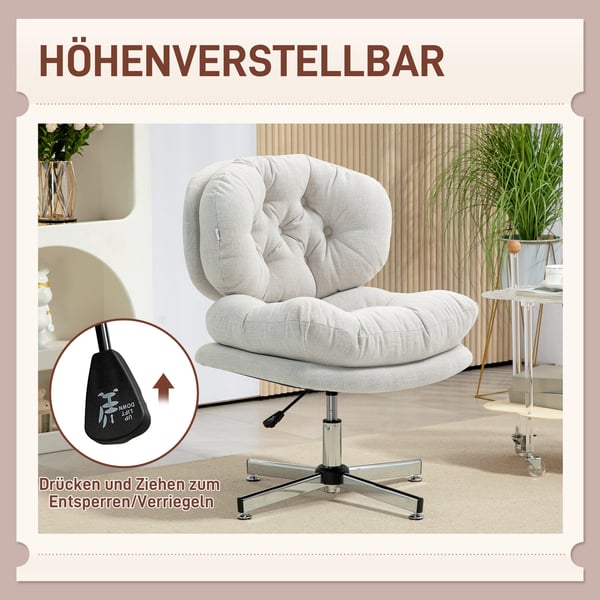 Kontorstol, 65x65x84-94 cm, Creme