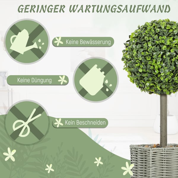Kunstige planter, 2-delt sæt, 50x15x15 cm, grøn