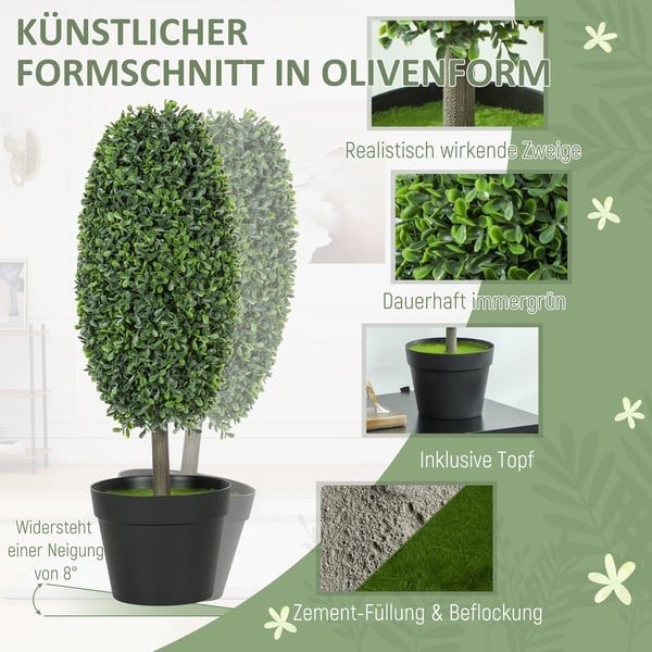 Kunstige planter, 2 dele sæt, 60 cm, grøn
